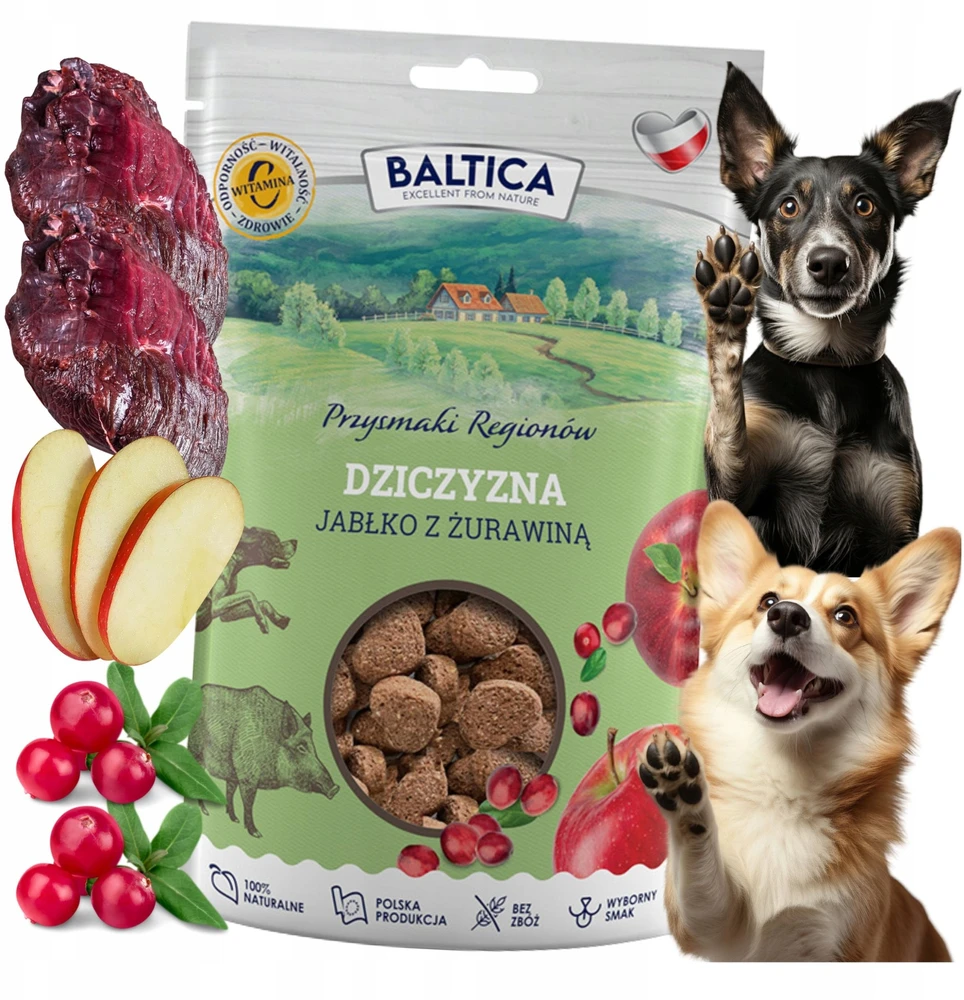 BALTICA Przysmaki regionów Venison with apple – skanėstas šuniui – 100g