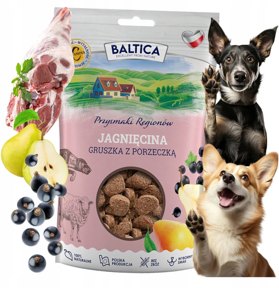 BALTICA Przysmaki regionów ėriena with pear and mint – skanėstas šuniui – 100g