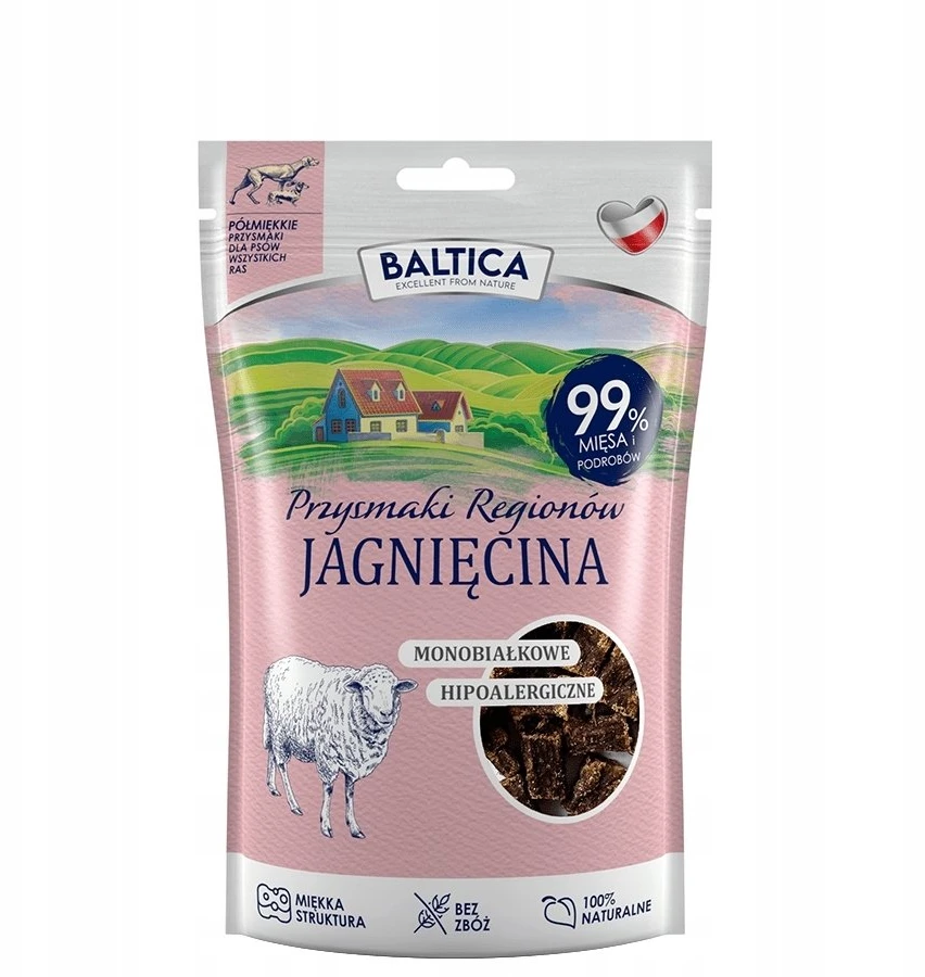 BALTICA Przysmaki regionów Monoprotein ėriena – skanėstas šuniui – 80g