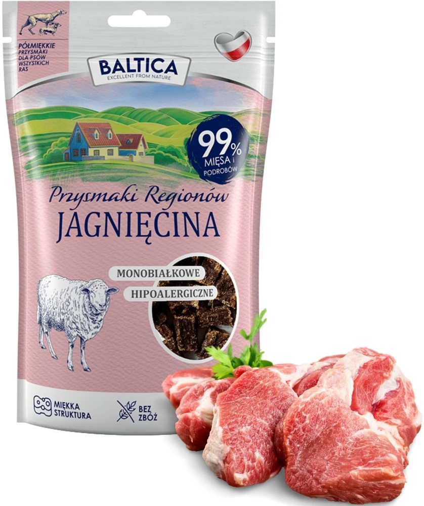 BALTICA Przysmaki regionów Monoprotein ėriena – skanėstas šuniui – 80g