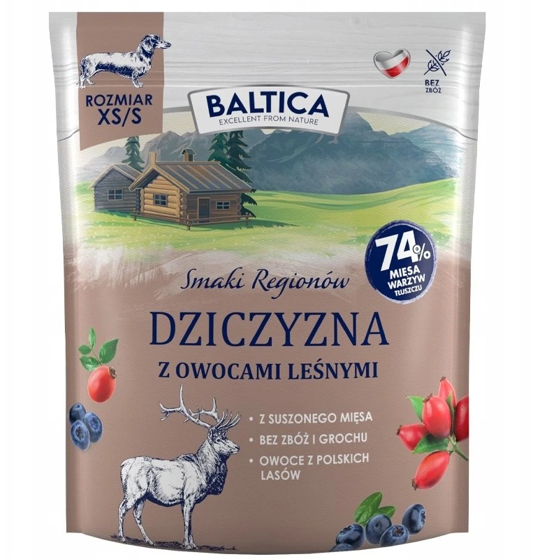 BALTICA Smaki regionów Small breeds Venison with forest fruits – sausas Maistas šunims – 1kg