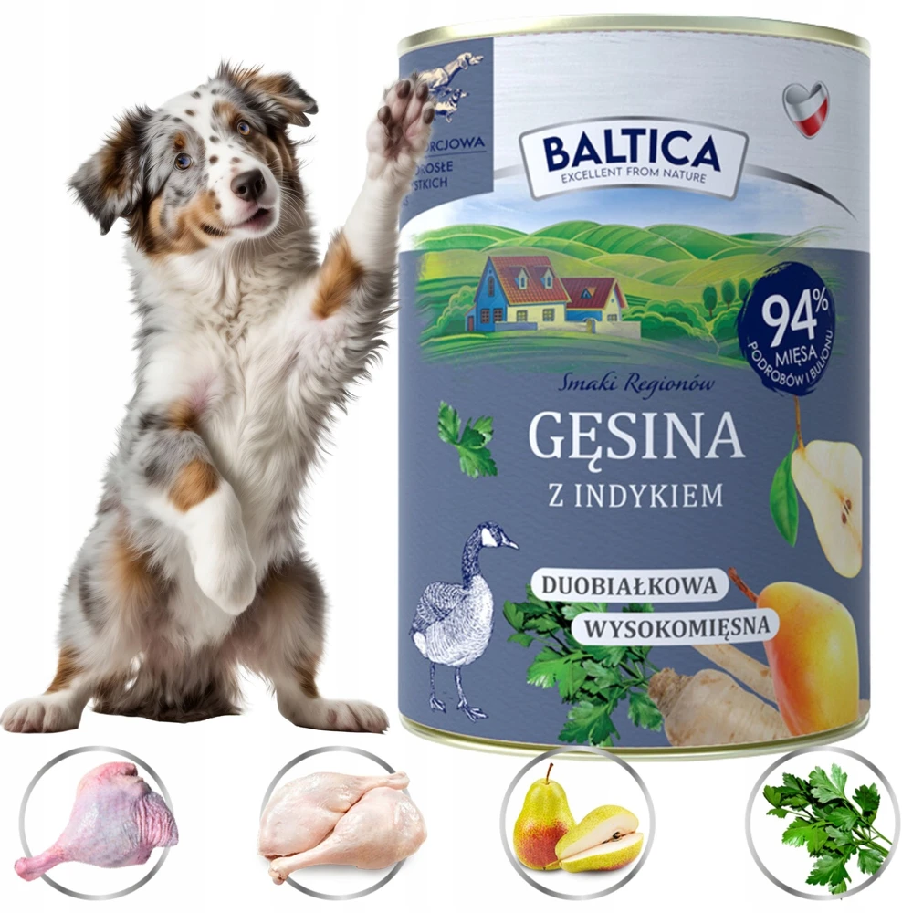BALTICA Smaki regionów Goose with kalakutiena – drėgnas ėdalas šunims – 400g