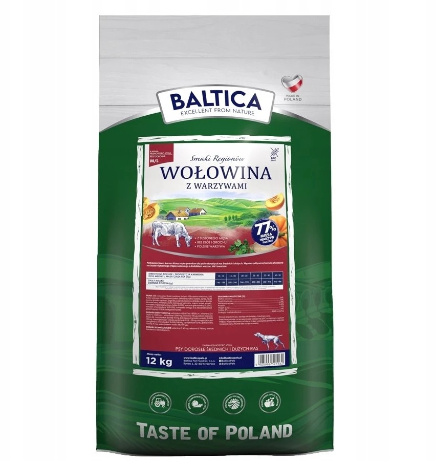 BALTICA Smaki regionów Medium and large breeds jautiena with vegetables – sausas Maistas šunims – 12kg
