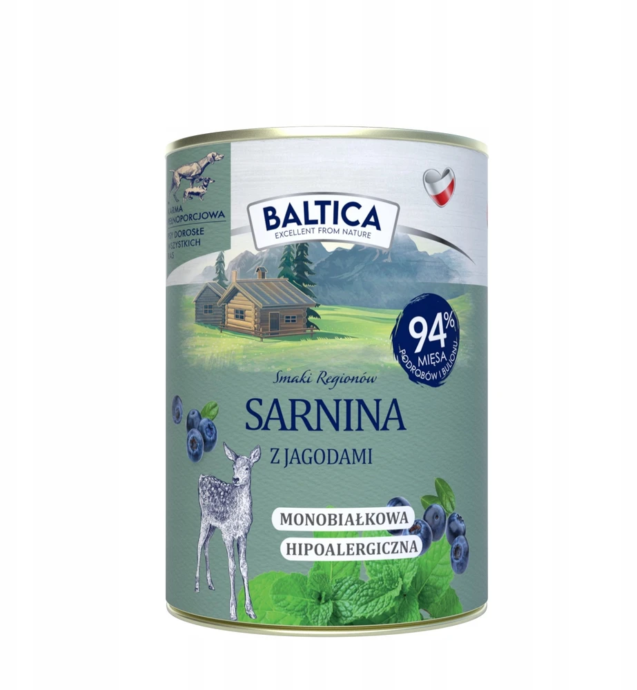 BALTICA Smaki regionów Roe deer with berries – drėgnas ėdalas šunims – 400g