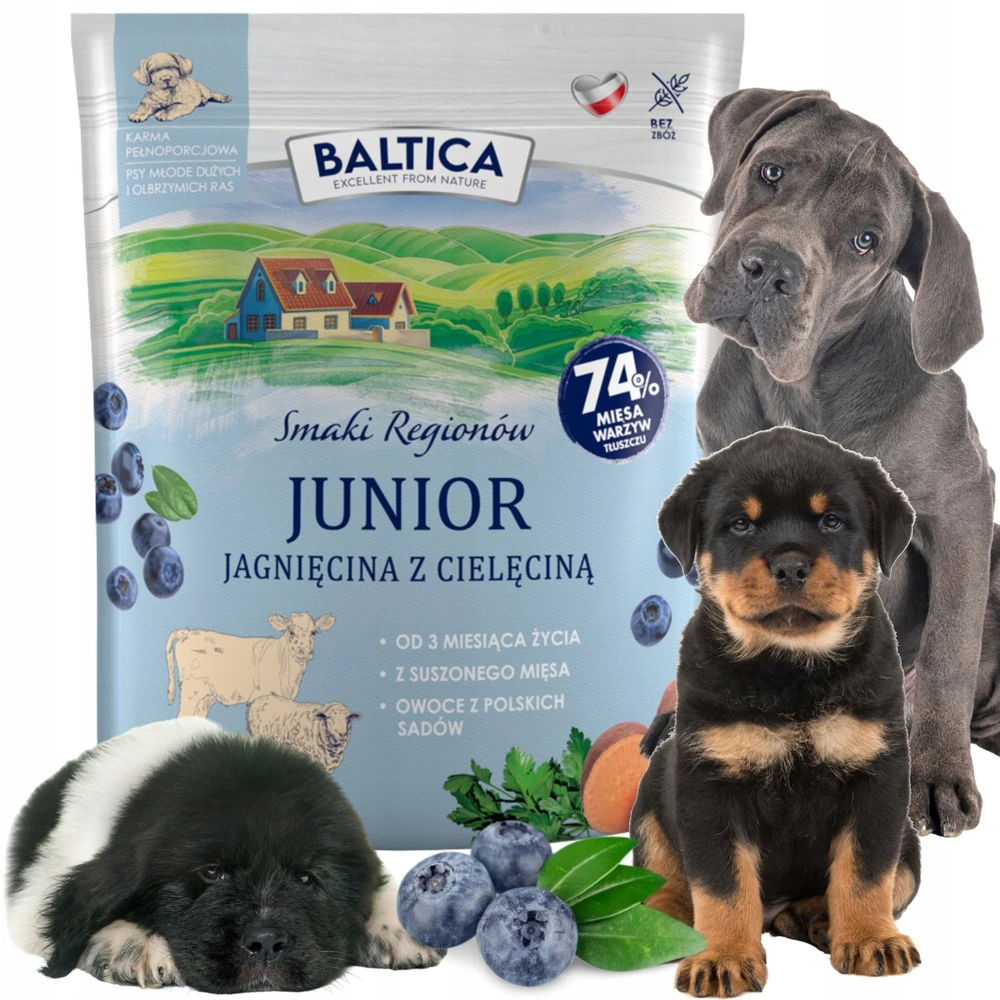 BALTICA Smaki regionów Junior ėriena with veal – sausas Maistas šunims – 1kg