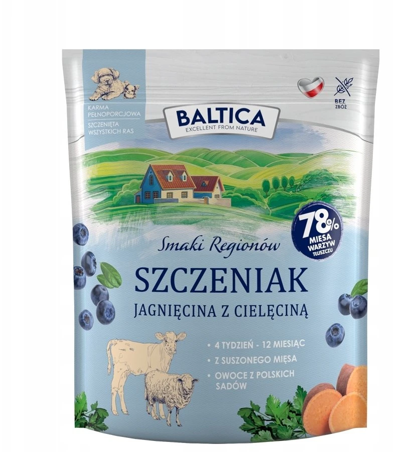 BALTICA Smaki regionów Junior ėriena with veal – sausas Maistas šunims – 1kg