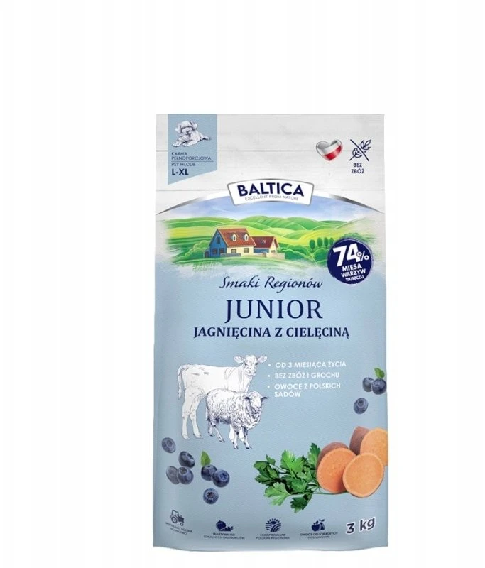 BALTICA Flavours of regions Junior ėriena with veal – sausas Maistas šunims – 3kg