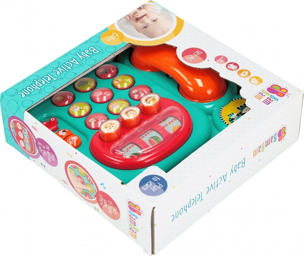 Bambam BAM BAM muzikinis laidinis telefonas, 23x23x7 cm, kartonas