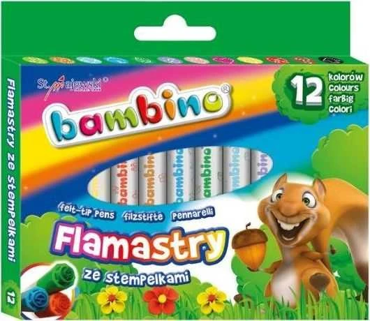 BAMBINO antspaudų rašikliai 12 spalvų