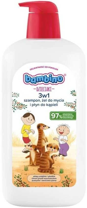Bambino Vaikiškas 3in1 Meerkats šampūnas, dušo želė ir vonios putos 1000ml