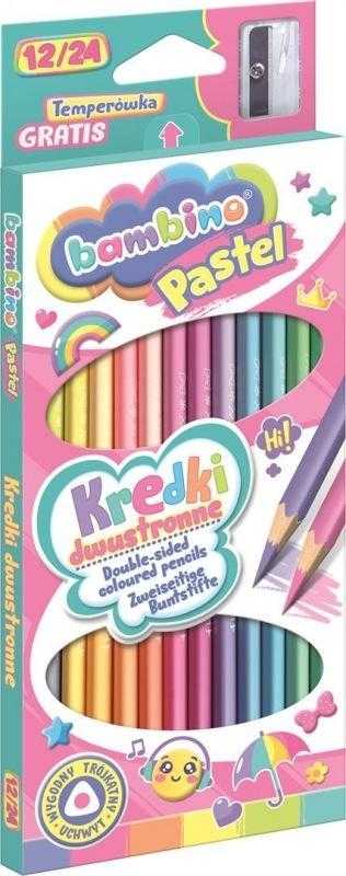 Bambino dvipusės spalvotos kreidelės, 12 vnt.