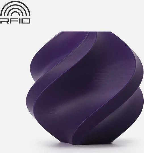 Bambu Lab PLA violetinis spiralės formos spausdinimo pavyzdys