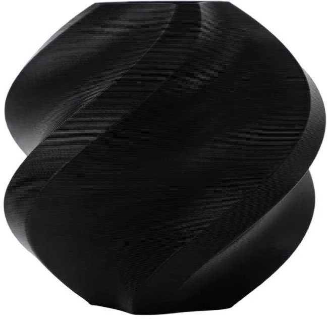 Juodas ABS plastiko 3D atspaudas: spiralinė vaza
