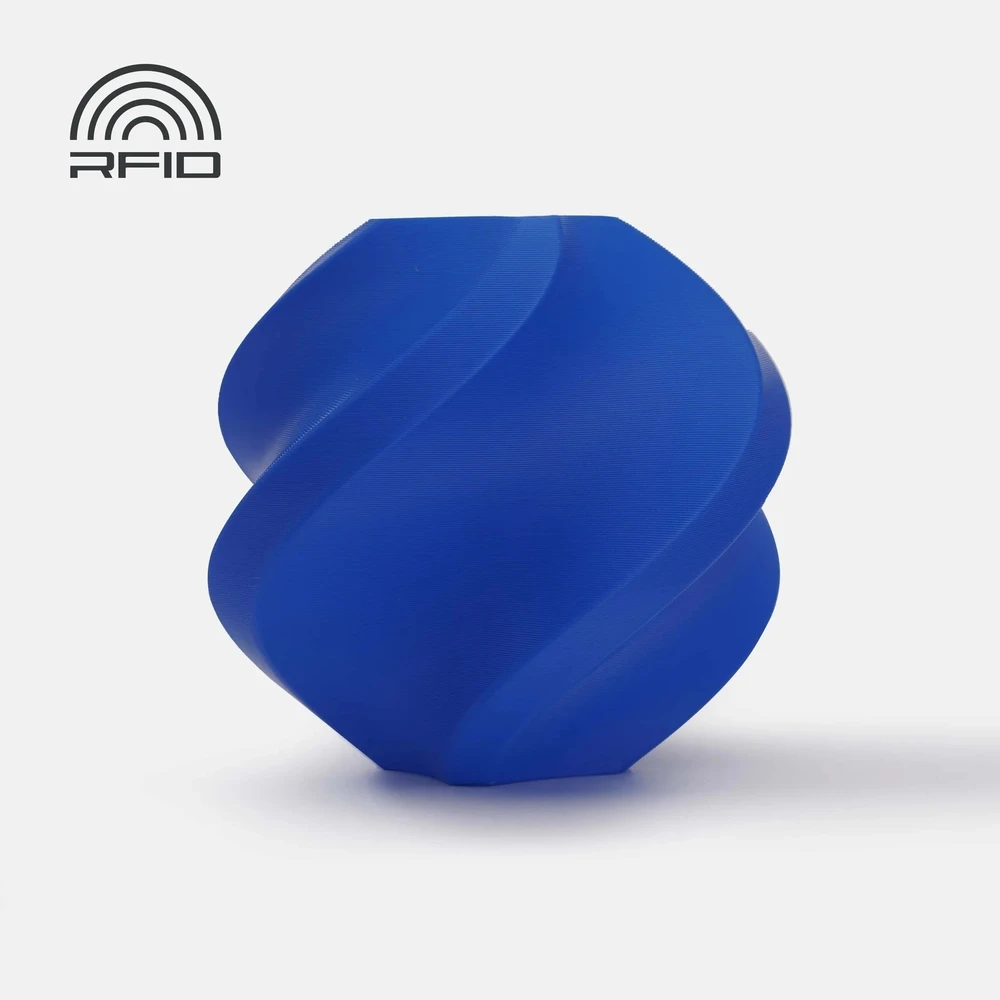 Bambu Lab mėlyno PLA plastiko 3D figūros pavyzdys