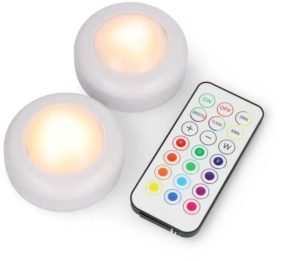 RGBW LED šviesų rinkinys su nuotolinio valdymo pultu - KC007 - 16 spalvų - 62.2x27.6mm - 2vnt - Bambu Lab