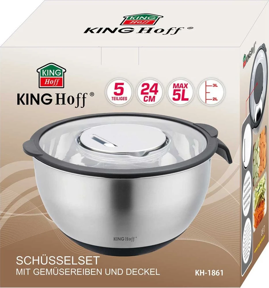 Banquet King Hoff DAUGIAFUNKCINIS VIRTUVĖS DUBENIS SU DARŽOVŲ TRINČIO FUNKCIJA 24CM 5L 5 ELEMENTAI. KINGHOFF KH-1861