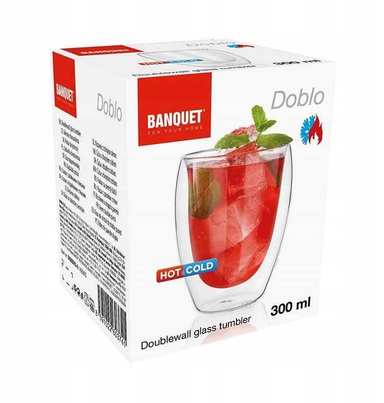Banquet Stiklinis puodelis be ąselės, dvigubomis sienelėmis 1vnt 300ml Doblo