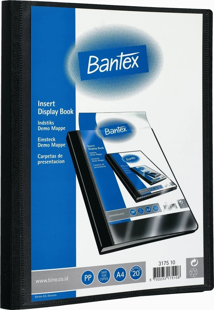 Bantex Demonstracinis aplankas su įdėklais 20 LOMMER, Juodas