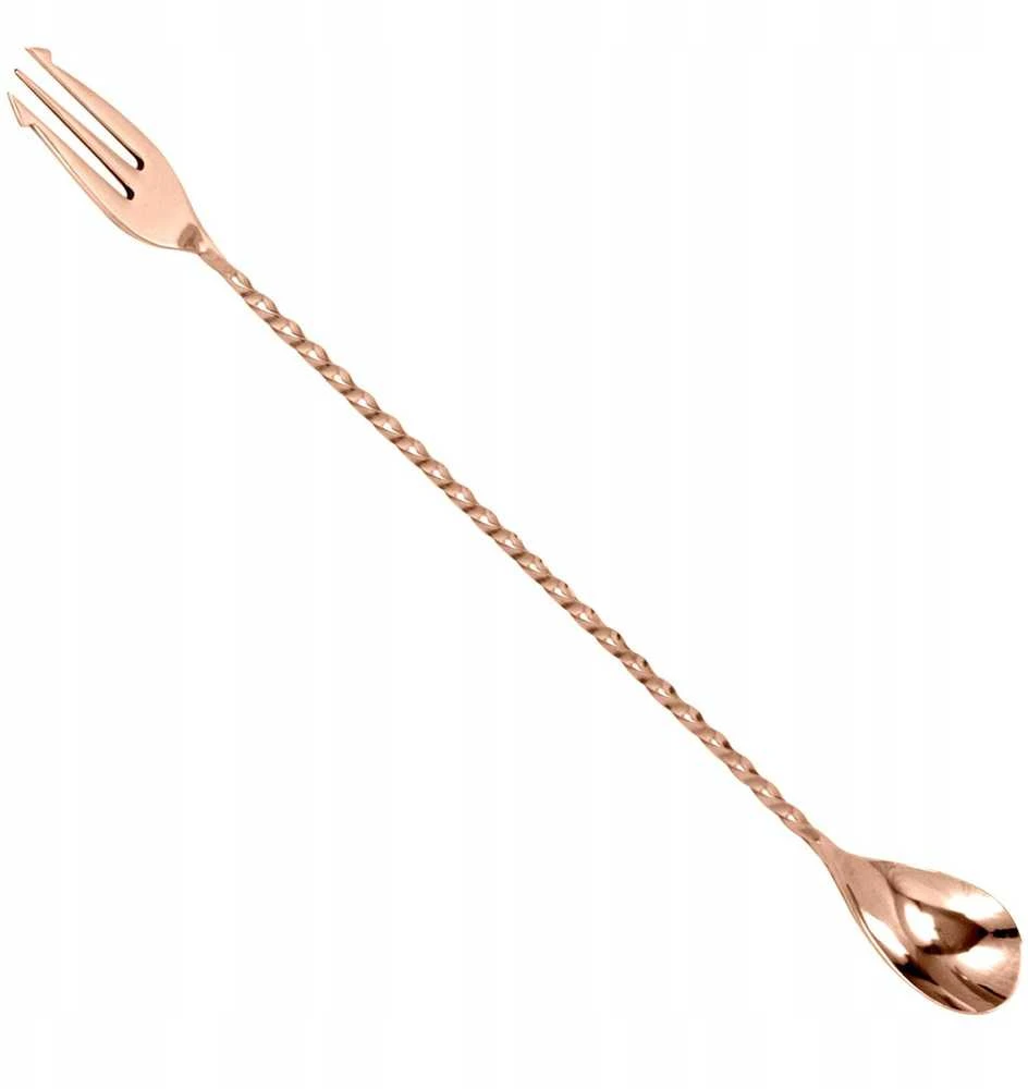Bar Up BAR PROFESSIONAL Barmeno šaukštas su šakute, 40 cm ilgio, varinis
