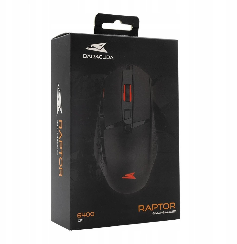 Baracuda žaidimų pelė RAPTOR, 8D, 6400 dpi, juodos spalvos (BGM-051)