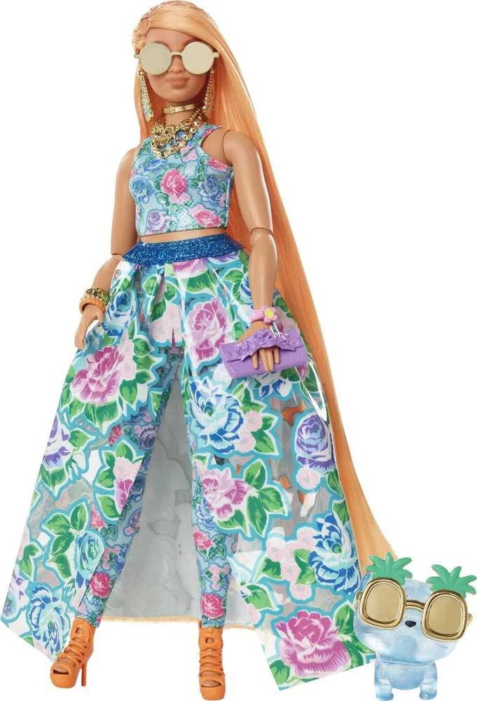 Mattel Žaislas - Barbie Extra Fancy Lėlė Gėlių Suknelė su Kačiuku