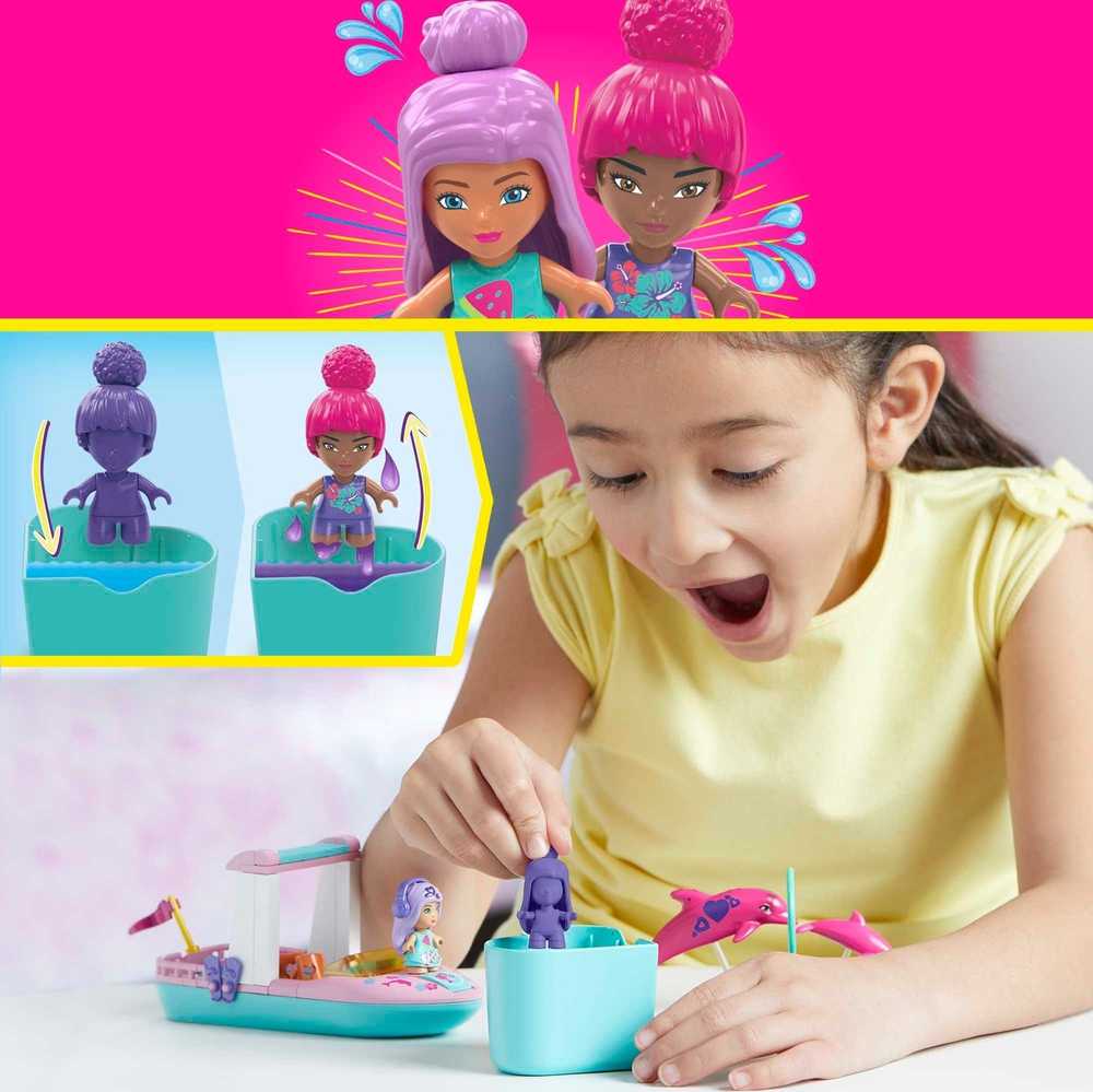 Mega Bloks Mattel 121 dalių MEGA Barbie spalvų atskleidimo blokeliai Nuotykių su delfinais už5425
