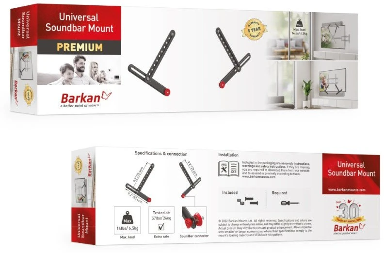 Laikiklis Barkan Soundbar Mount E820 Juodas