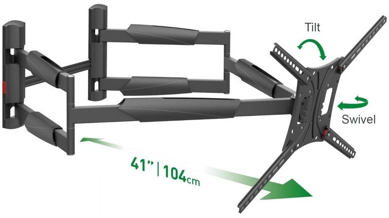 Laikiklis BARKAN BM466XP 13-65" TV, 4 lankstų, sieninis, prailgintas, juodas