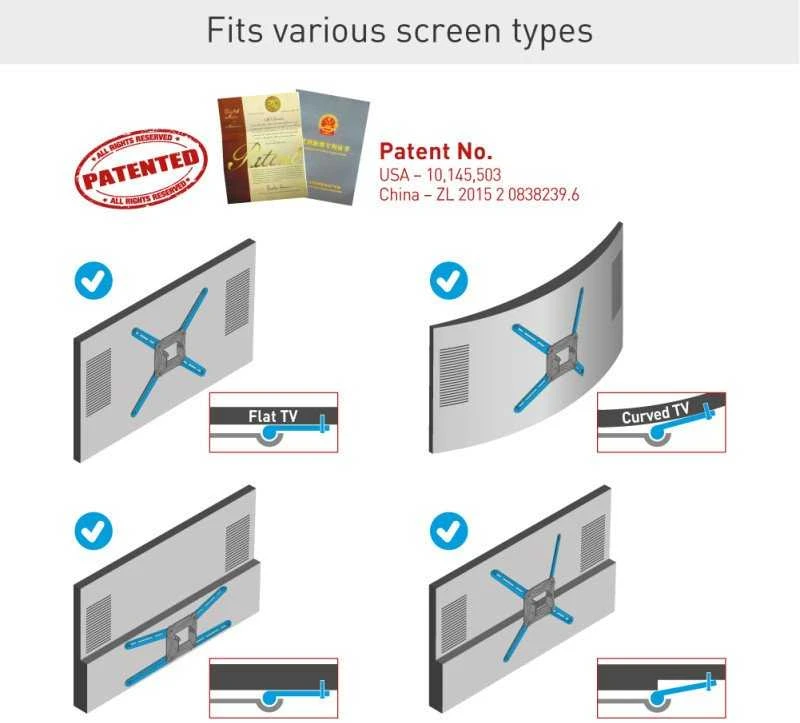 Barkan Laikiklis televizoriaus sieninis laikiklis 13-65 colių LED/LCD televizoriui, 36 kg, vertikalus-horizontalus sukimasis