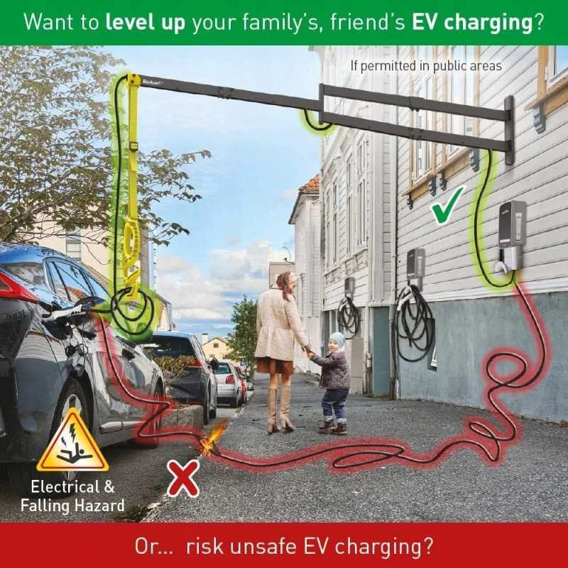 „Barkan EV160WM“ prie sienos tvirtinamas elektromobilio įkrovimo laido prailginimo svirtis, 160 cm, dviguba svirtis