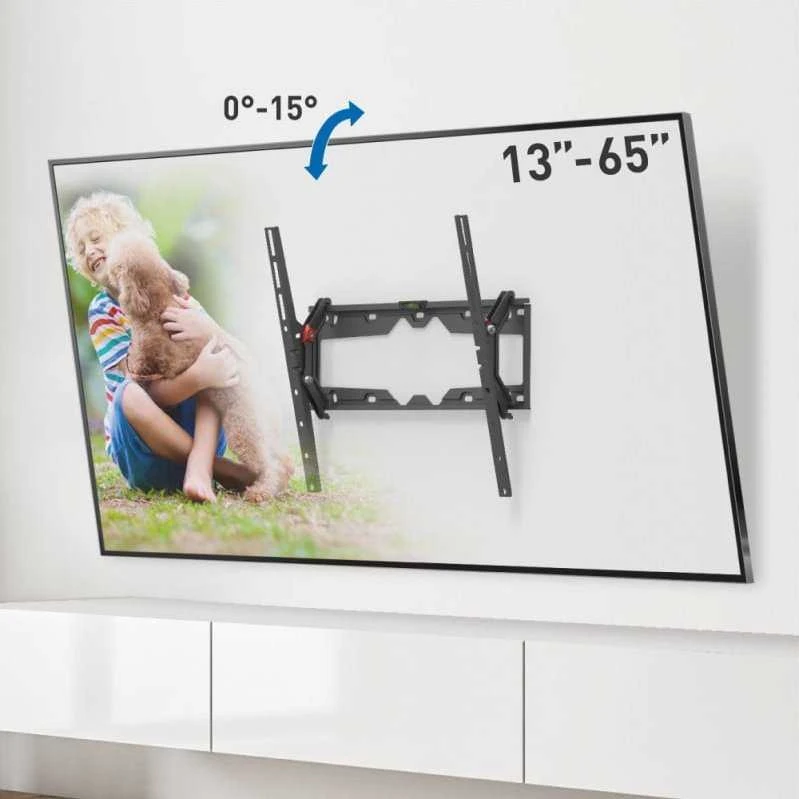 Laikiklis „Barkan“ plokščių / lenktų televizorių sieniniai laikikliai E310+, pakreipiamas, 29–65 colio, maksimalus svoris (talpa) 50 kg, Juodas