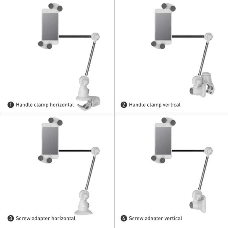 Laikiklis Barkan Portable, Foldable-Arm, Multi-Position Išmanusis telefonas & Planšetė Mount T580 Other, Full motion, 4-12 ", Baltas