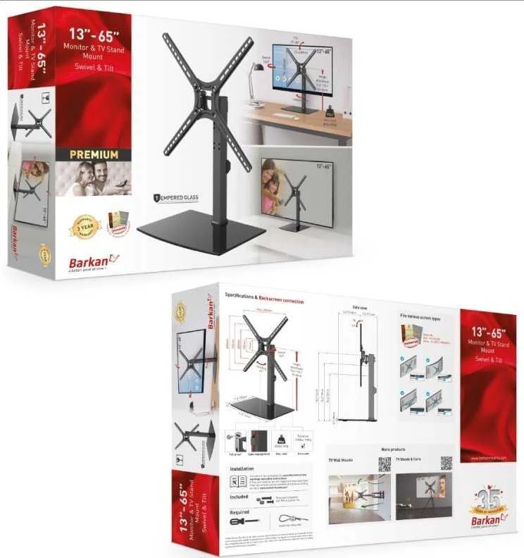 Laikiklis Barkan Floor stendas, Full motion, 29-58", Juodas