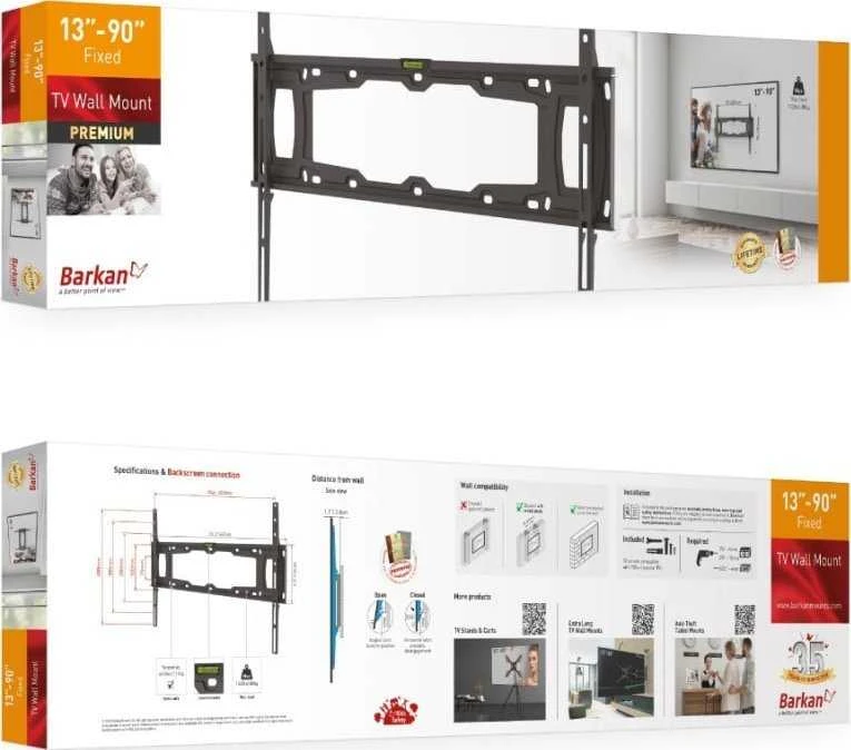 Laikiklis BARKAN E400+.B 32"-90" lenktam televizorius, fiksuotas, sieninis, juodas