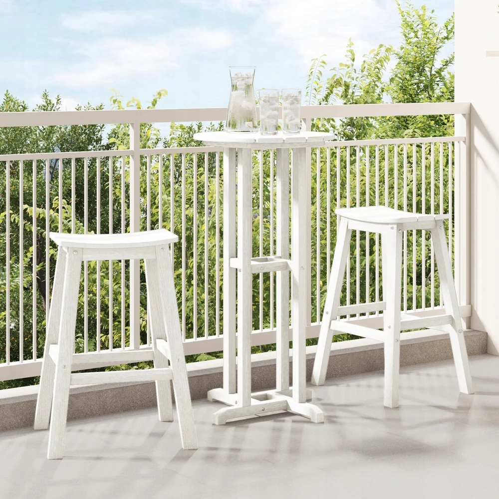 Baro taburetė 2 vnt. Balta 52 x 43 x 73,5 cm HDPE