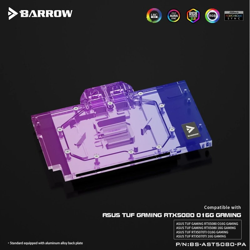 Barrow ASUS ROG TUF 5080 / 5070 Ti GPU Vanduo Block – juodas