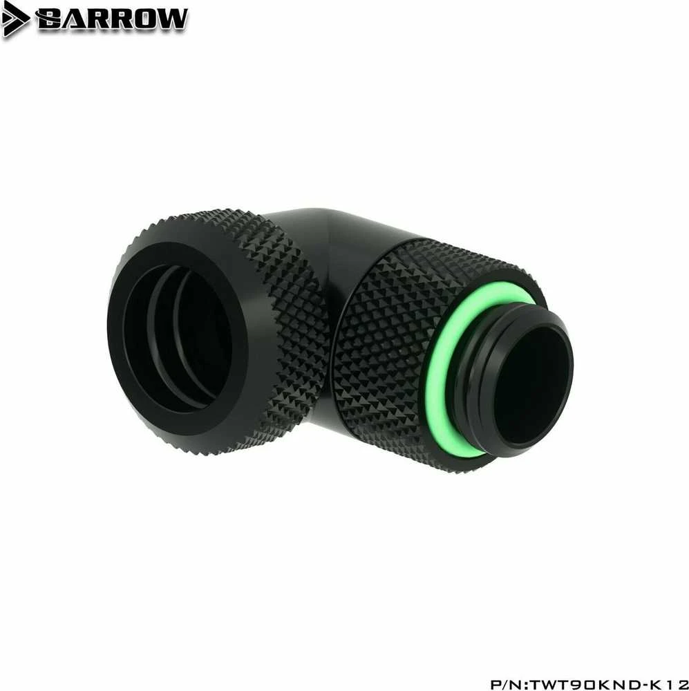 Juodas Barrow 90 laipsnių kampo adapteris 12mm kietiems vamzdžiams