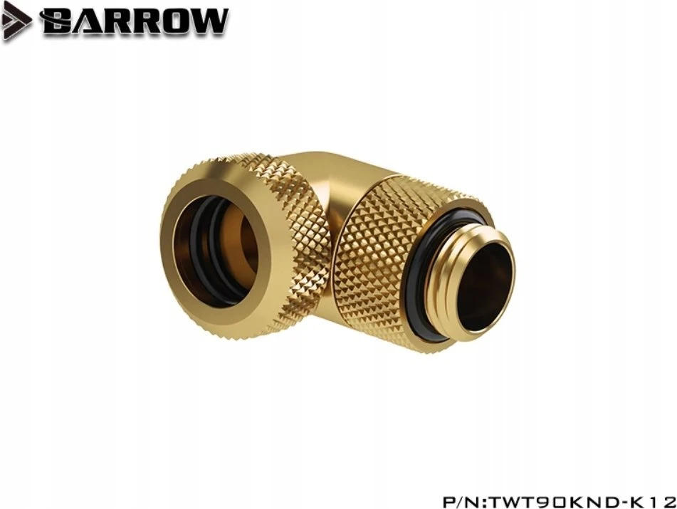 Barrow 90 laipsnių kampinė jungtis, auksinė 12mm vamzdžiui