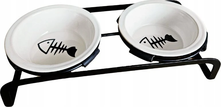 Barry King 2 dubenėliai CERAMICZNE+METALOWY stovas DLA KOTA 12cm