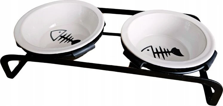 Barry King 2 dubenėliai CERAMICZNE+METALOWY stovas DLA KOTA 12cm