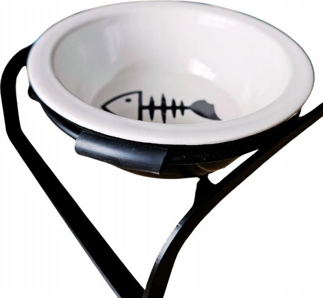 Barry King 2 dubenėliai CERAMICZNE+METALOWY stovas DLA KOTA 12cm
