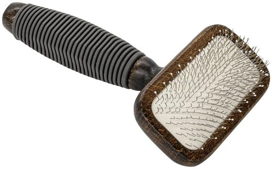 Barry King Išskirtinis plaukų šepetys pudeliams, stačiakampis, gyvūnams, buko mediena, plienas, TPR plastikas, matm. 9,4x16,4cm