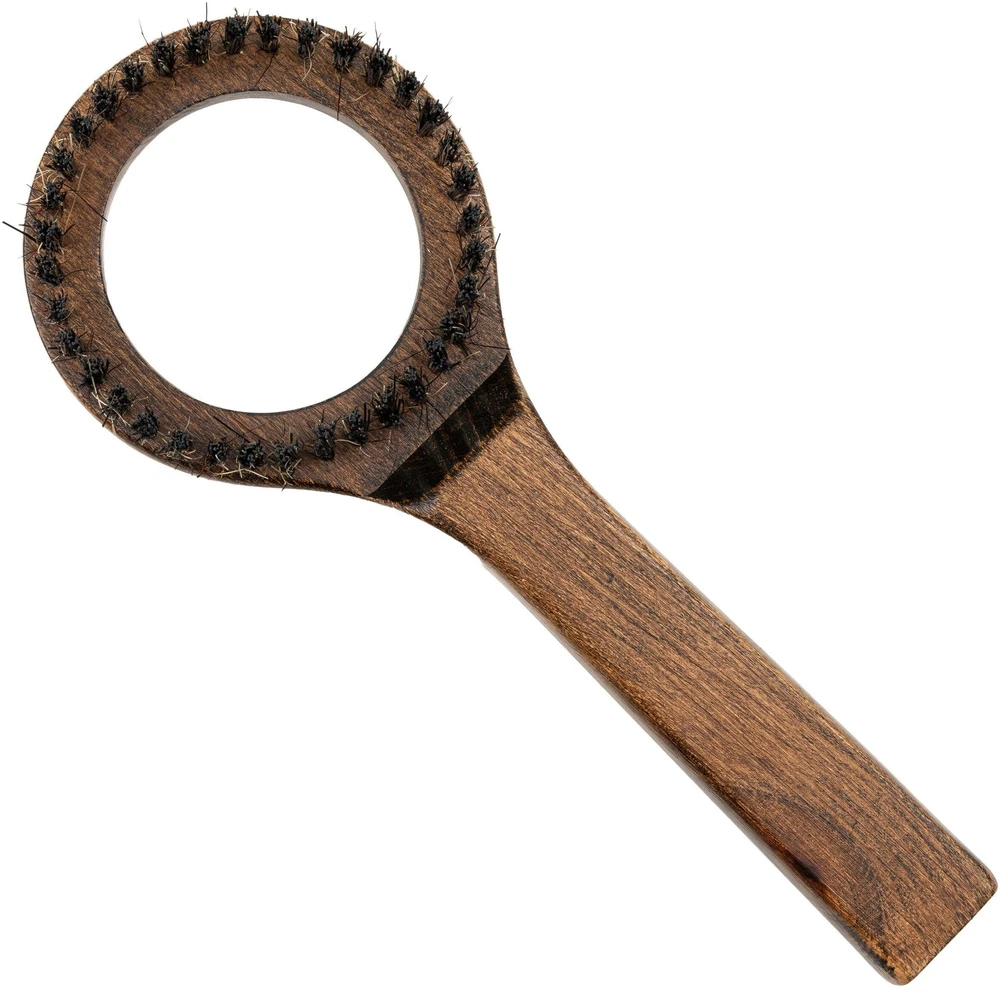 Barry King Išskirtinės dvipusės žiedinės šukos su šepečiu, gyvūnams, buko mediena, plienas, sintetiniai šereliai, matmenys 8,1 x 20,6 cm