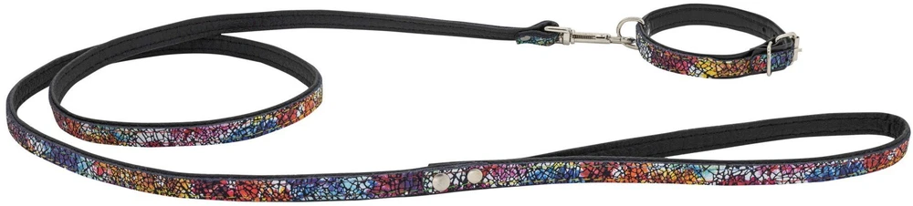 Barry King Šuns pavadėlis odinis Gėlės, XS-S, 12mm/120cm