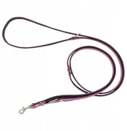 Barry King Reguliuojamas odinis šunų pavadėlis, rožinis/juodas, XS-S, 12mm/200cm