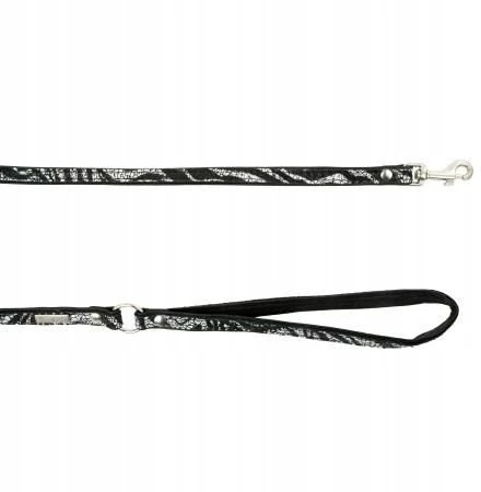 Barry King Šuns pavadėlis, Equilibre, juodas zebras, odinis nikelis, 13 mm / 120 cm