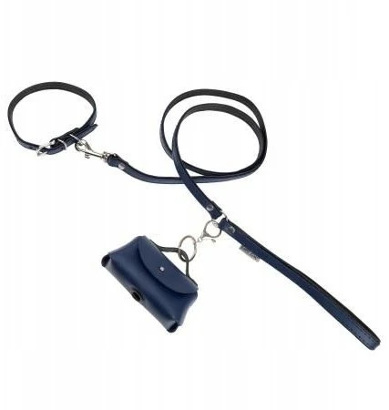 BarryKing Obroża skórzana šuniui, tamsiai mėlyna/juoda, M-L, 16mm/45cm