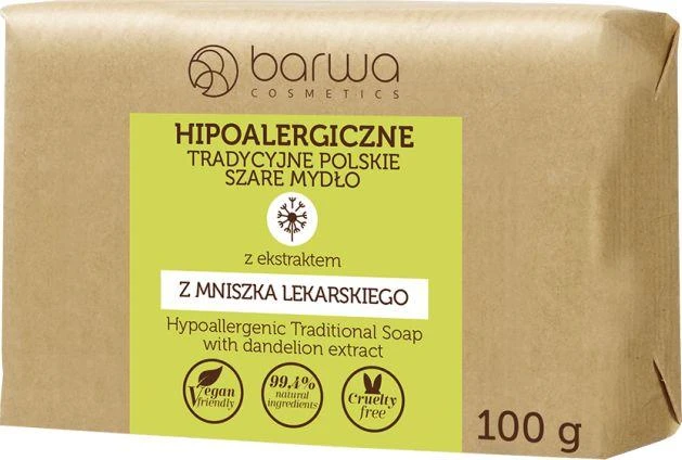 Hipoalergeninis natūralus lenkiškas muilas su kiaulpienių ekstraktu Barwa 100 ml