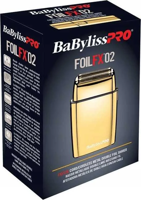 Barzdaskutė Mobili įkraunama plaukų skutimo mašinėlė BaByliss PRO Double Foil Metal Shaver Gold FXFS2GE, aukso spalvos