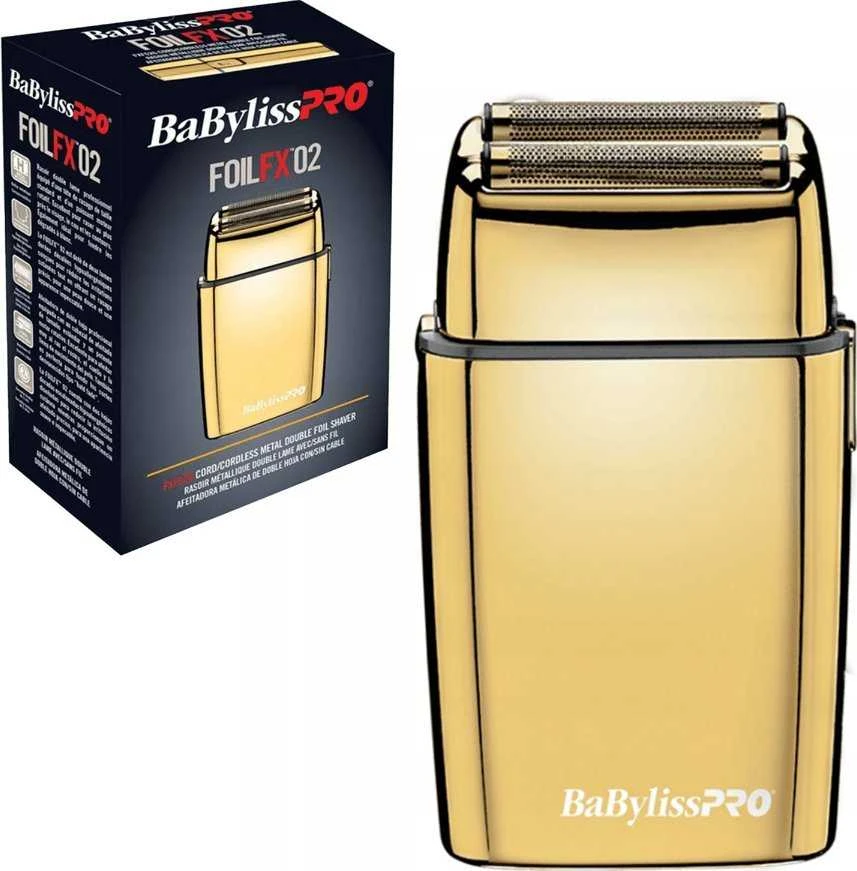 Barzdaskutė Mobili įkraunama plaukų skutimo mašinėlė BaByliss PRO Double Foil Metal Shaver Gold FXFS2GE, aukso spalvos